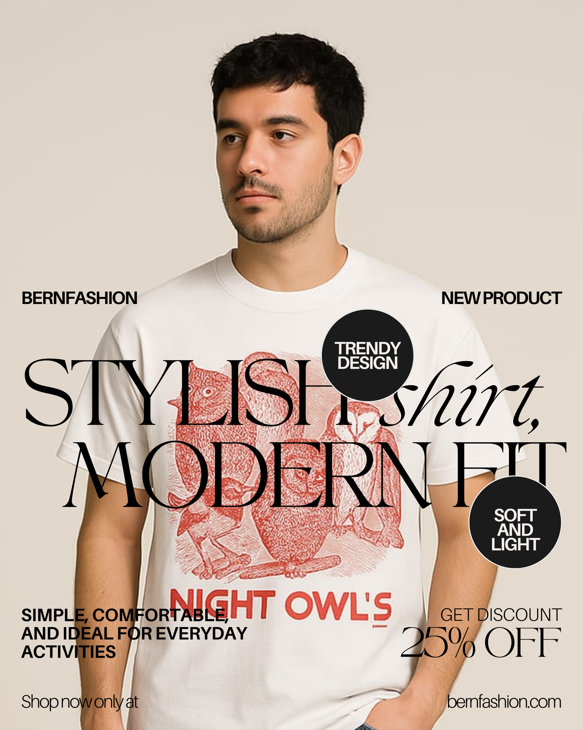 BERN Night Owl Permium Oversized T-Shirts